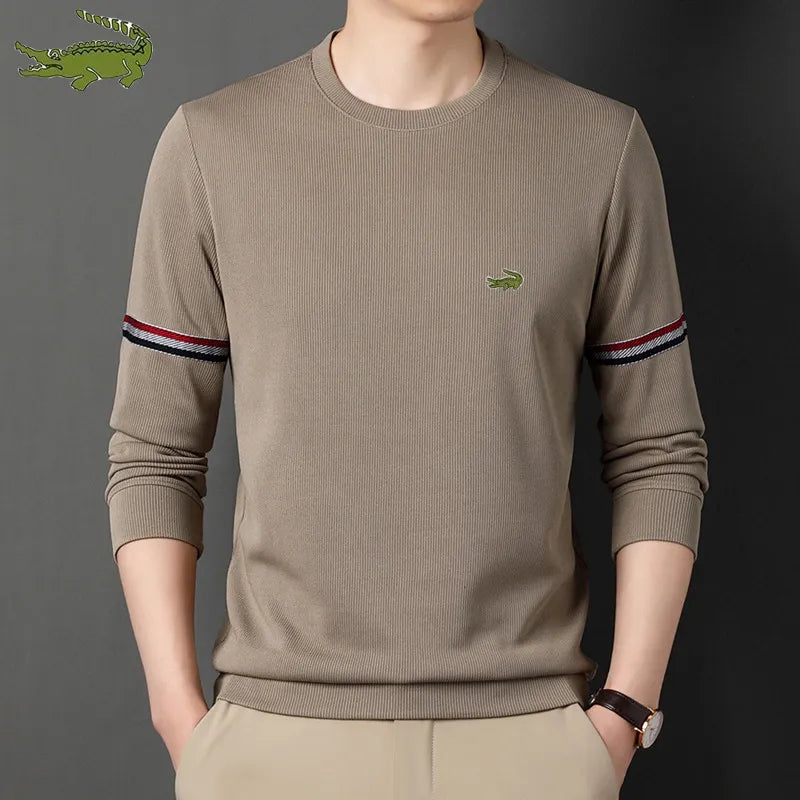 Men's O-Neck Long Sleeve Solid T-shirt Top Spring Autumn